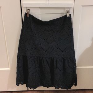 Talbots Eyelet Scalloped Tiered drop waist skirt navy dark blue
